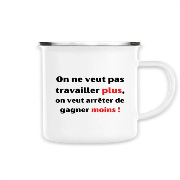 Mug émaillé - Travailler plus, gagner moins