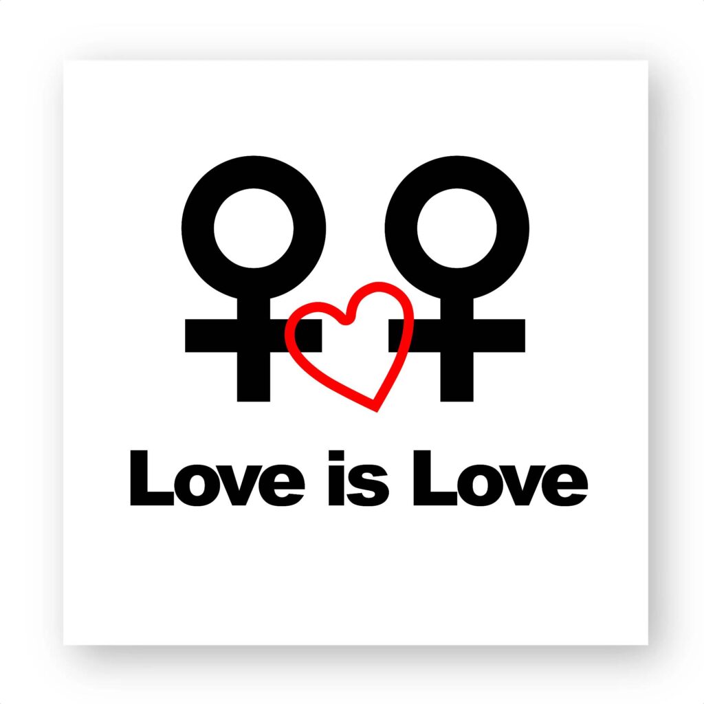 Sticker découpe carré pack de 5 - Love is Love entre femmes