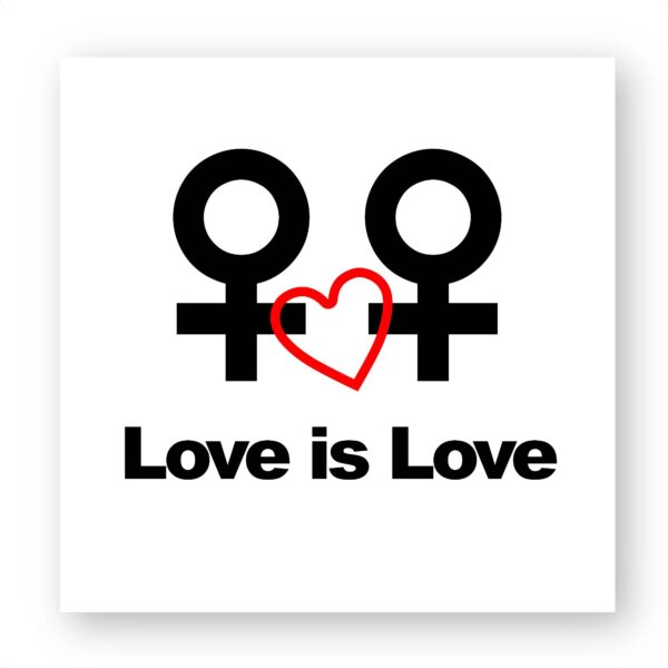 Sticker découpe carré pack de 100 - Love is Love entre femmes