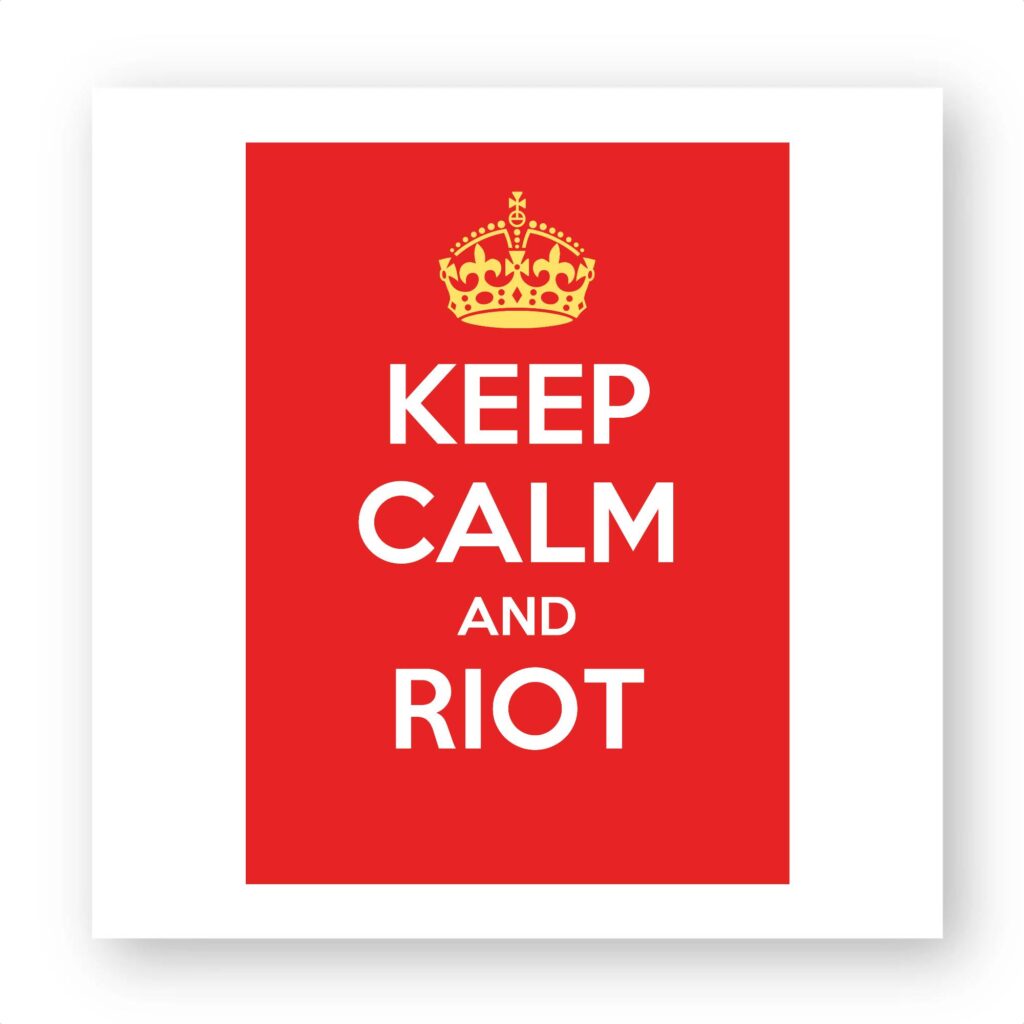Sticker découpe carré pack de 20 - Keep Calm and Riot