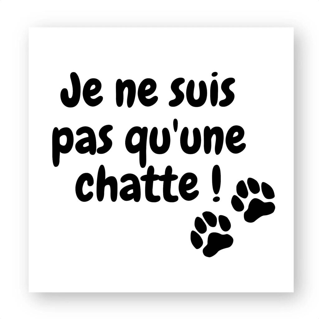 Sticker découpe carré pack de 100 - Je ne suis pas qu'une chatte