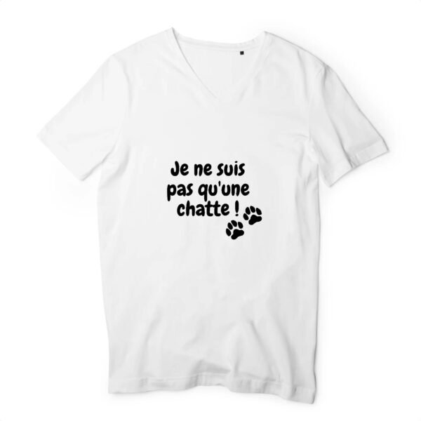 T-shirt Homme Col V 100 % coton bio - Je ne suis pas qu'une chatte