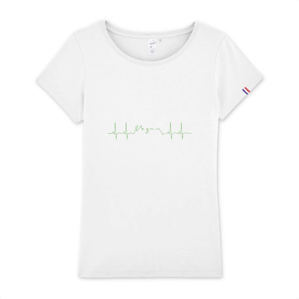 T-shirt Femme Made in France 100% Coton BIO - Vegan fréquence cardiaque