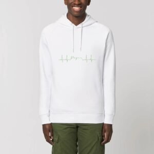Sweat à capuche BIO Unisexe - Vegan fréquence cardiaque