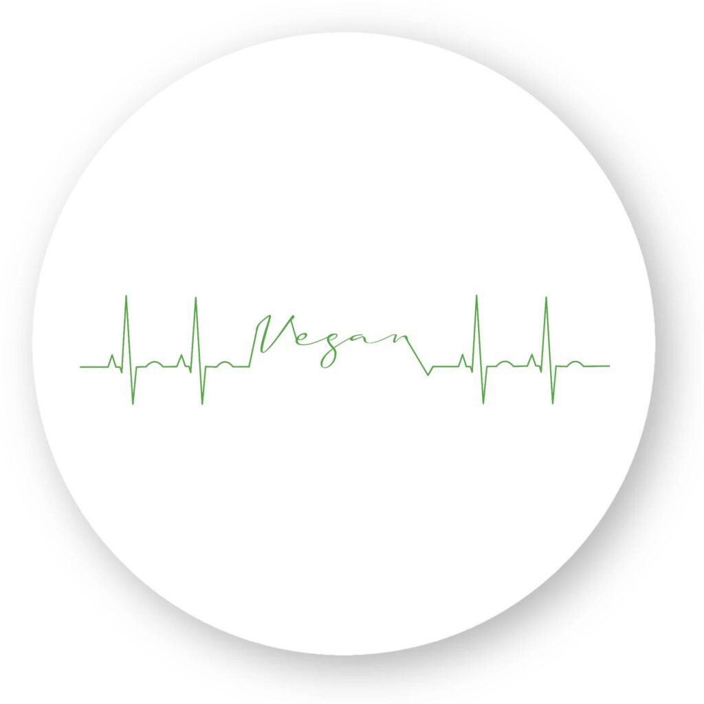 Sticker découpe ronde pack de 5 - Vegan fréquence cardiaque