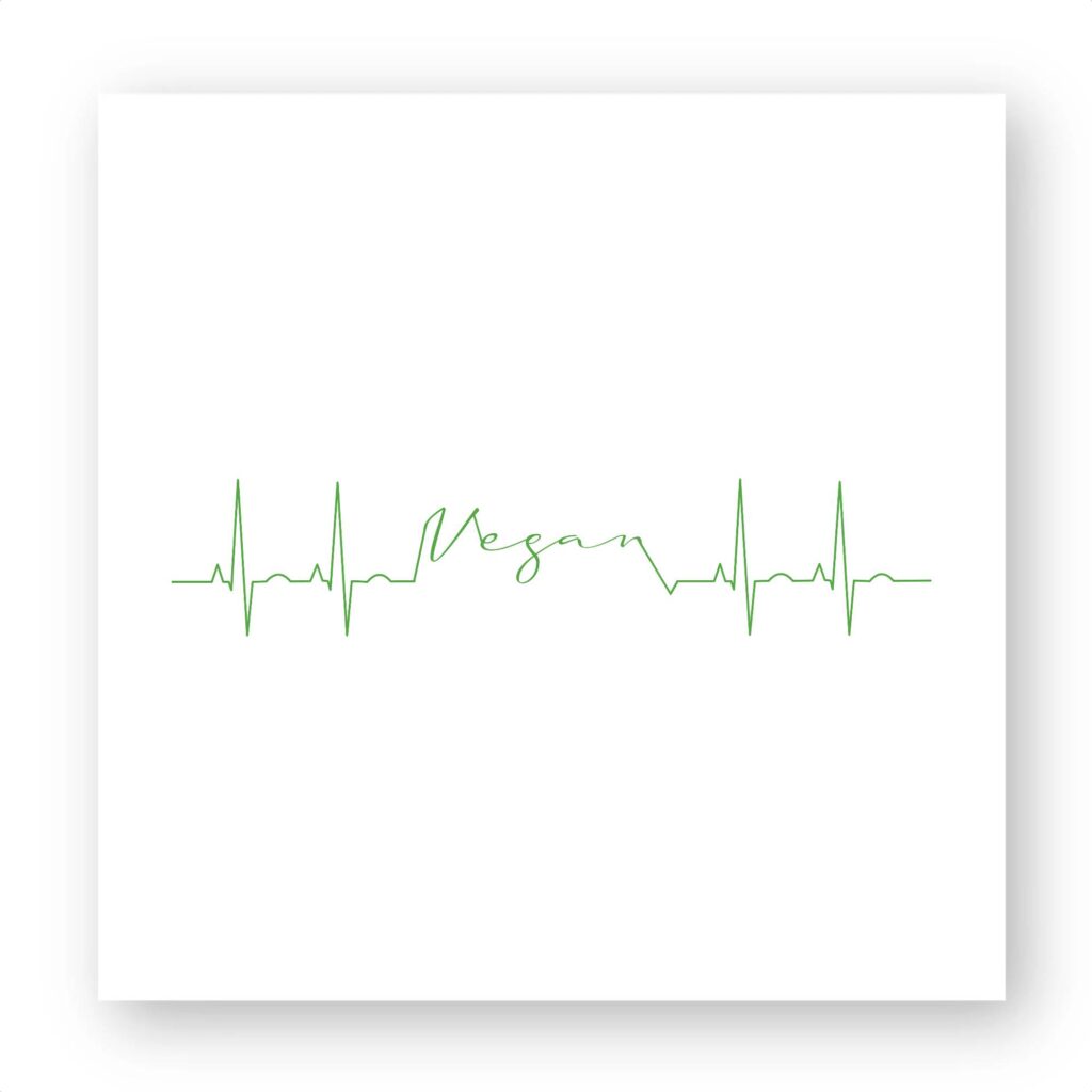 Sticker découpe carrée pack de 20 - Vegan fréquence cardiaque