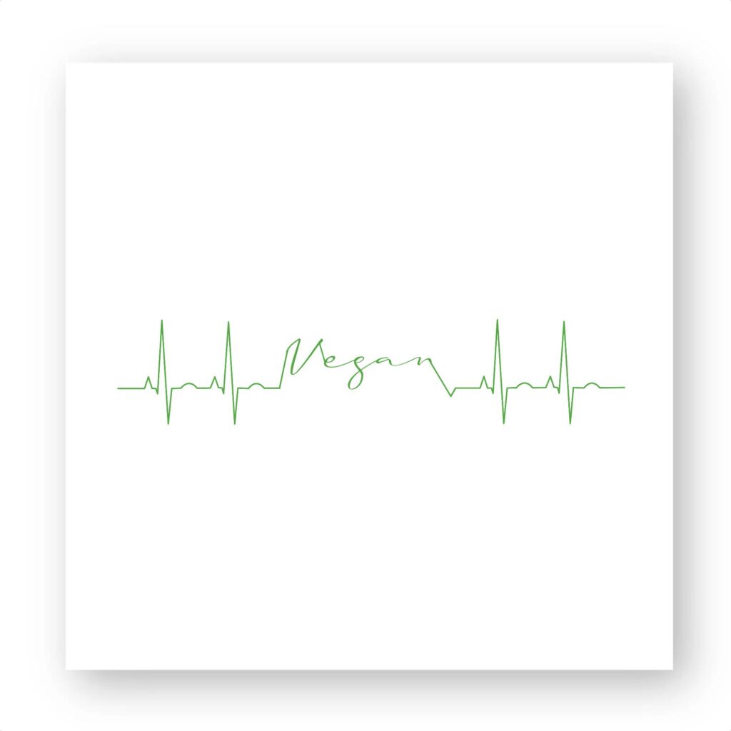 Sticker découpe carrée pack de 100 - Vegan fréquence cardiaque