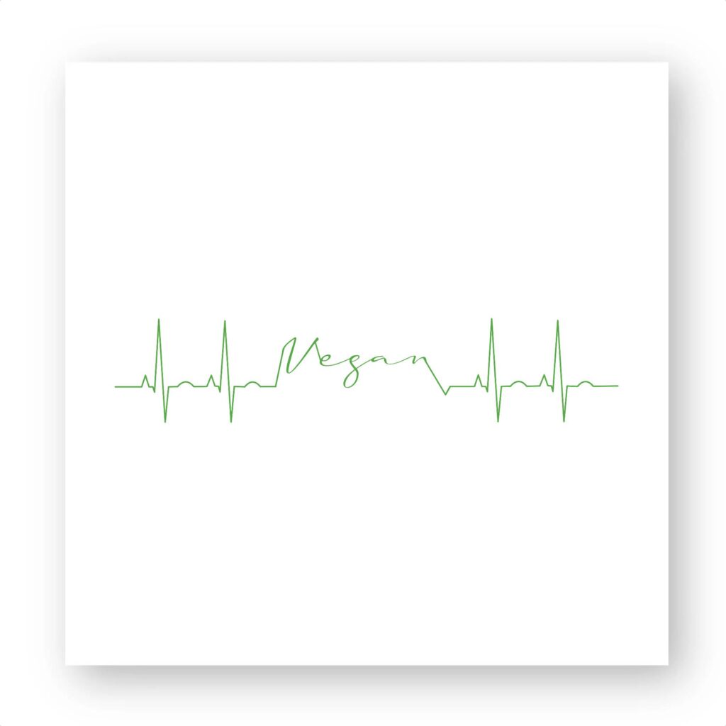Sticker découpe carrée - Vegan fréquence cardiaque
