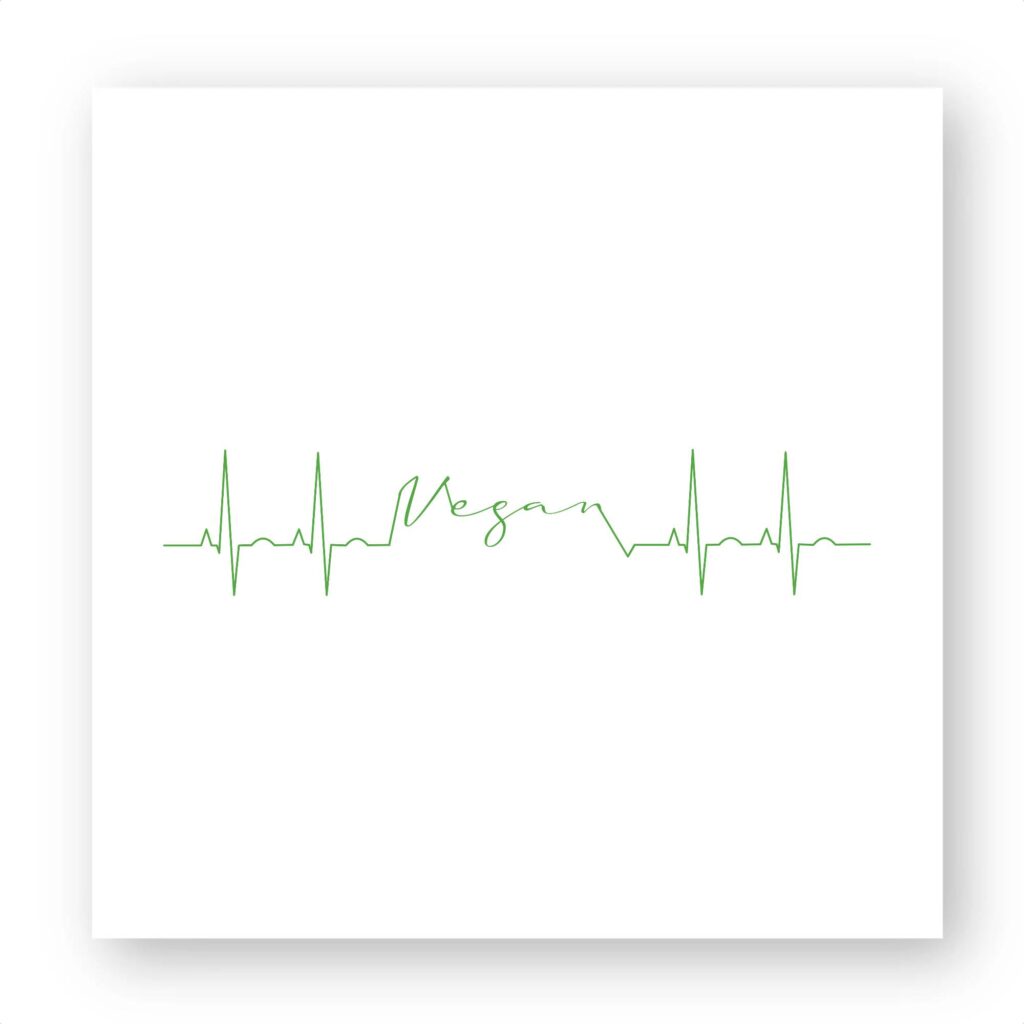 Sticker découpe carré pack de 5 - Vegan fréquence cardiaque
