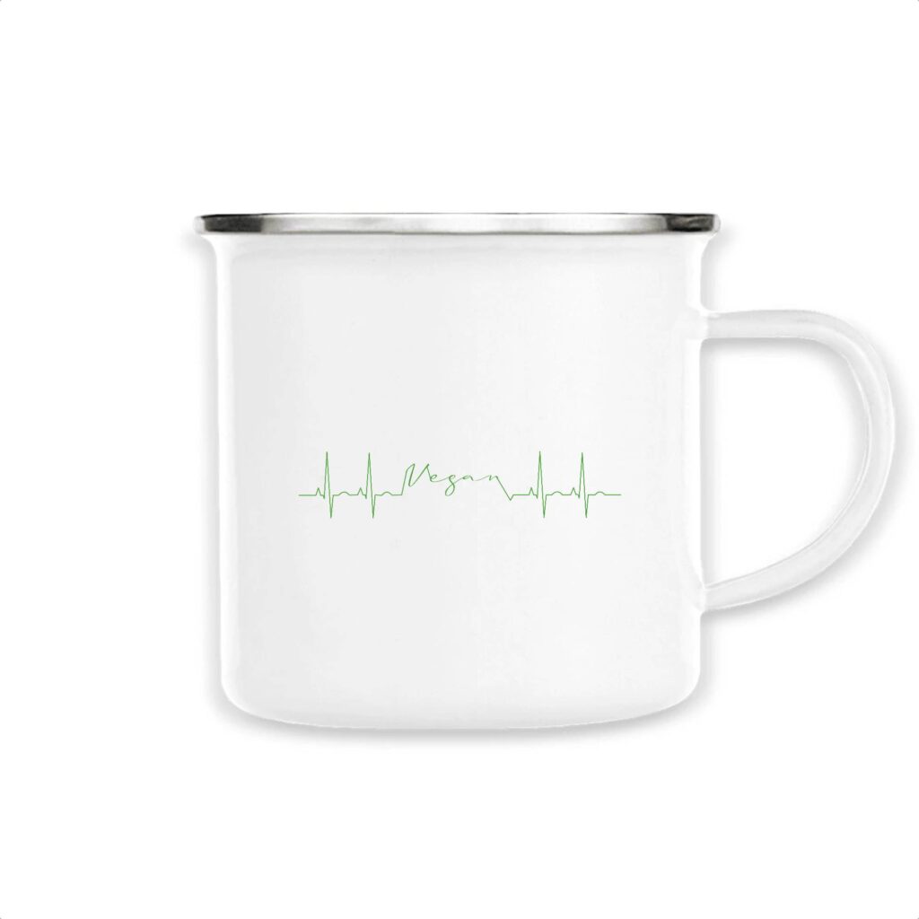 Mug émaillé - Vegan fréquence cardiaque