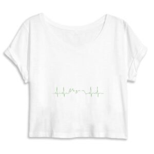 Crop Top Femme 100% Coton BIO - Vegan fréquence cardiaque