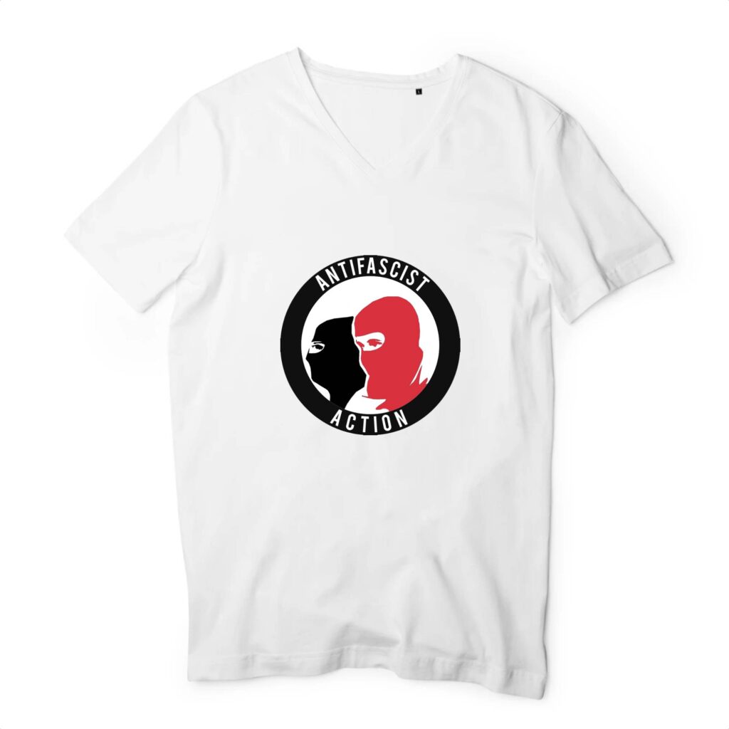 T-shirt Homme Col V 100 % coton bio - Antifa Cagoule