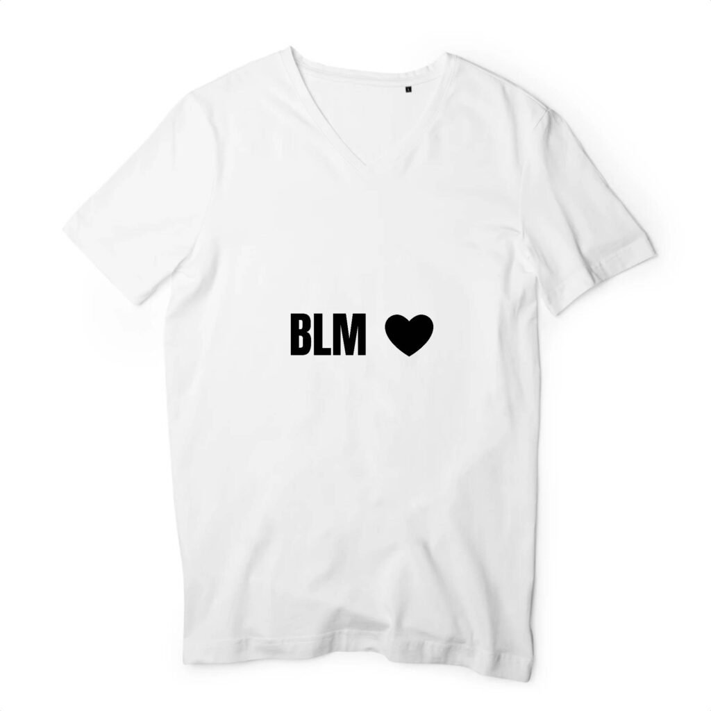 T-shirt Homme Col V 100 % coton bio - BLM Cœur