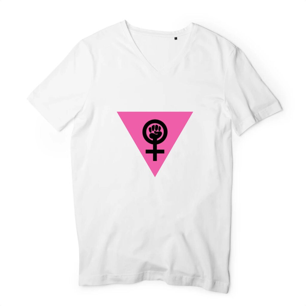 T-shirt Homme Col V 100 % coton bio - Girl Power Féministe