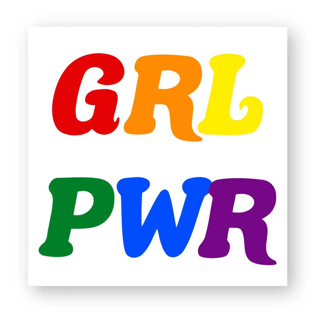 Sticker découpe carré pack de 20 - GRL PWR Multicolore
