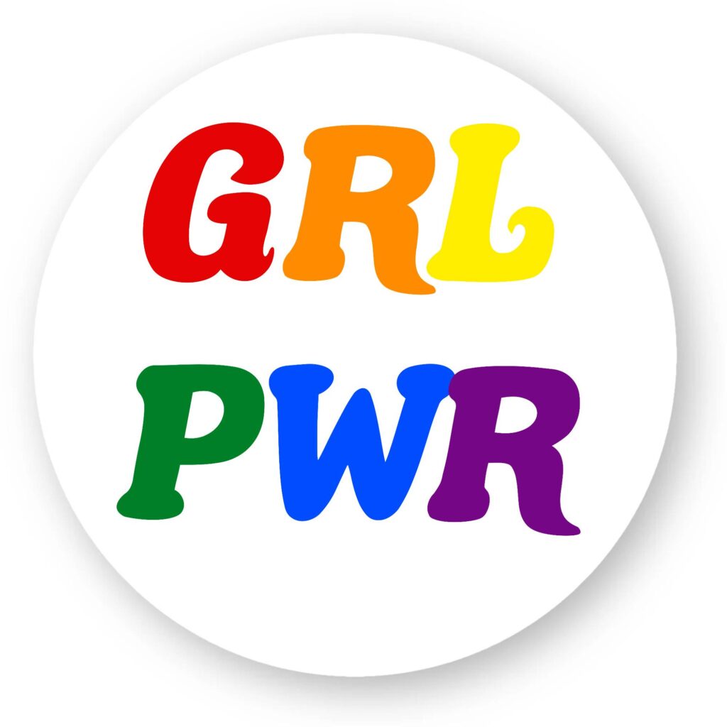 Sticker découpe ronde - GRL PWR Multicolore