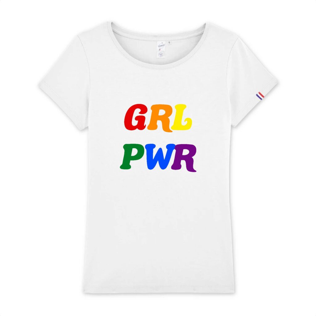 T-shirt Femme Made in France 100% Coton BIO - GRL PWR Multicolore
