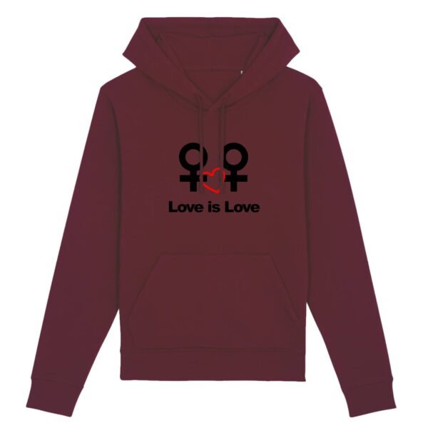 Sweat à capuche BIO Unisexe - Love is Love entre femmes