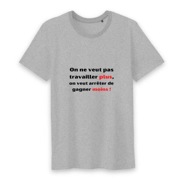 T-shirt Homme Col rond 100% Coton BIO - Travailler plus, gagner moins