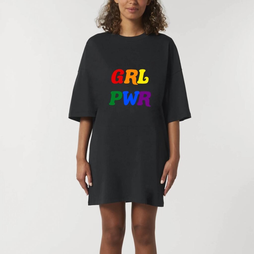 Robe T-shirt Femme 100% Coton BIO - GRL PWR Multicolore